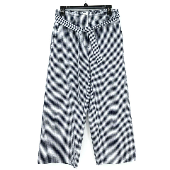 LOFT Pants - Loft Pants Womens Small Black White Seersucker Check Wide Leg Belt Beach New